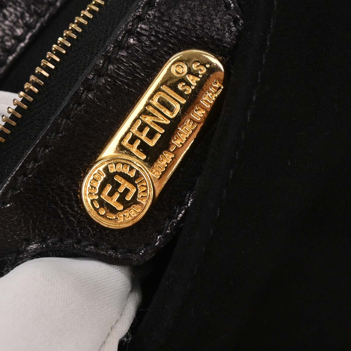 Fendi Black Suede Baguette Handbag