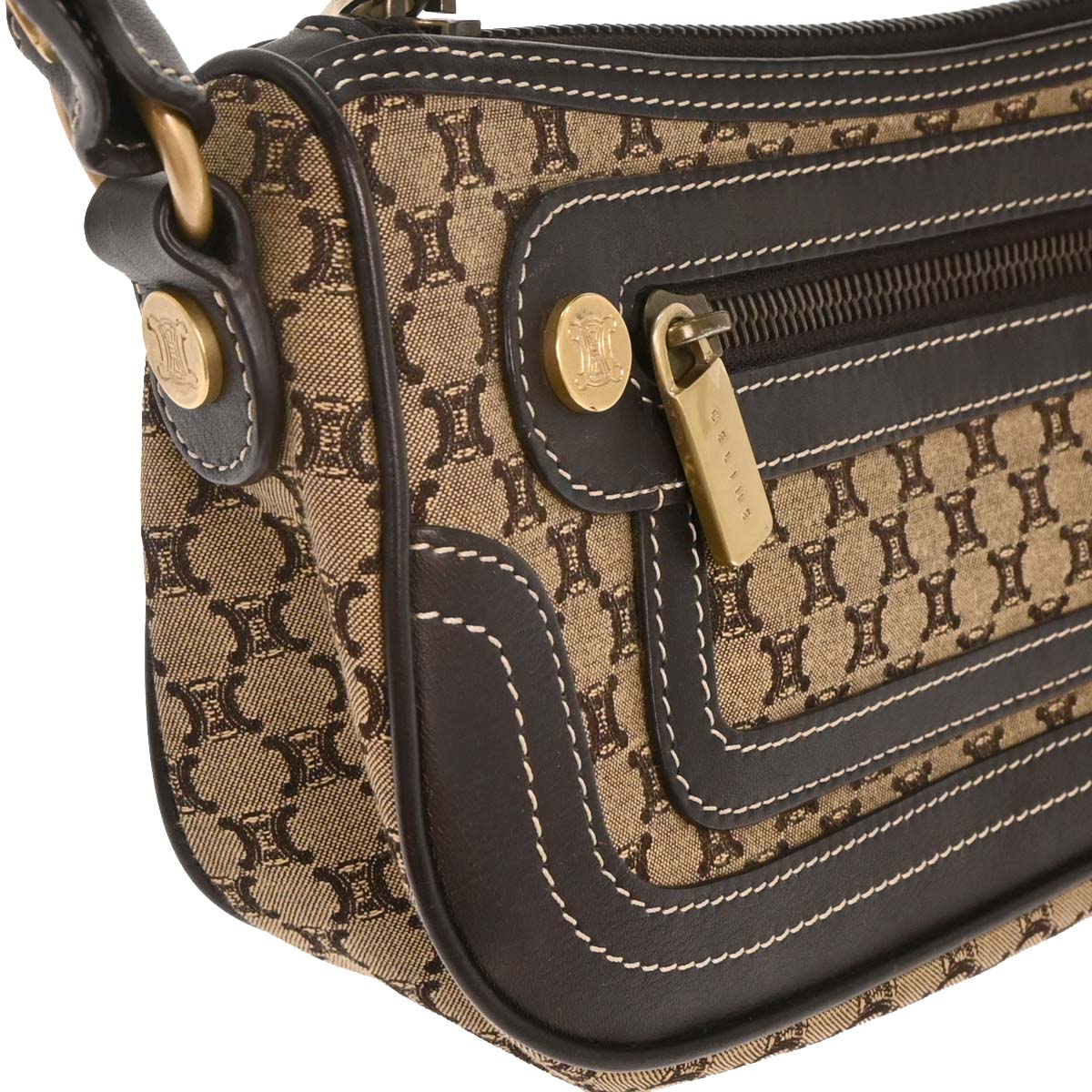 Celine Brown Canvas Macadam Handbag