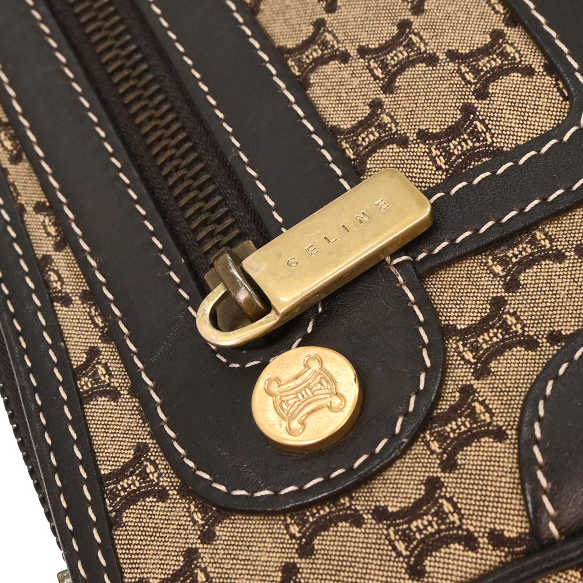 Celine Brown Canvas Macadam Handbag