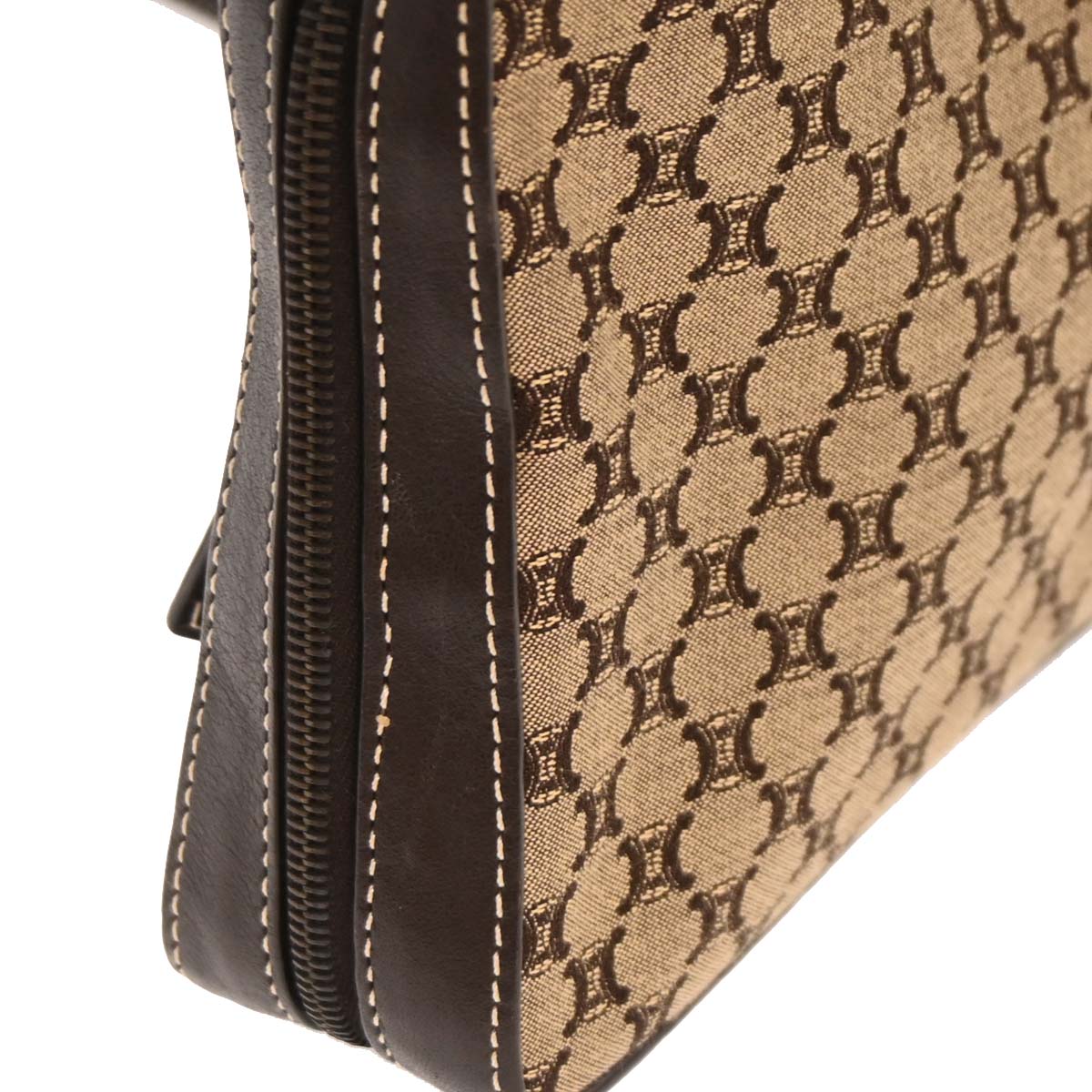 Celine Beige Canvas Macadam Shoulder Bag