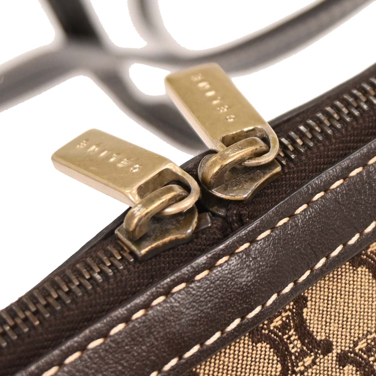 Celine Beige Canvas Macadam Shoulder Bag