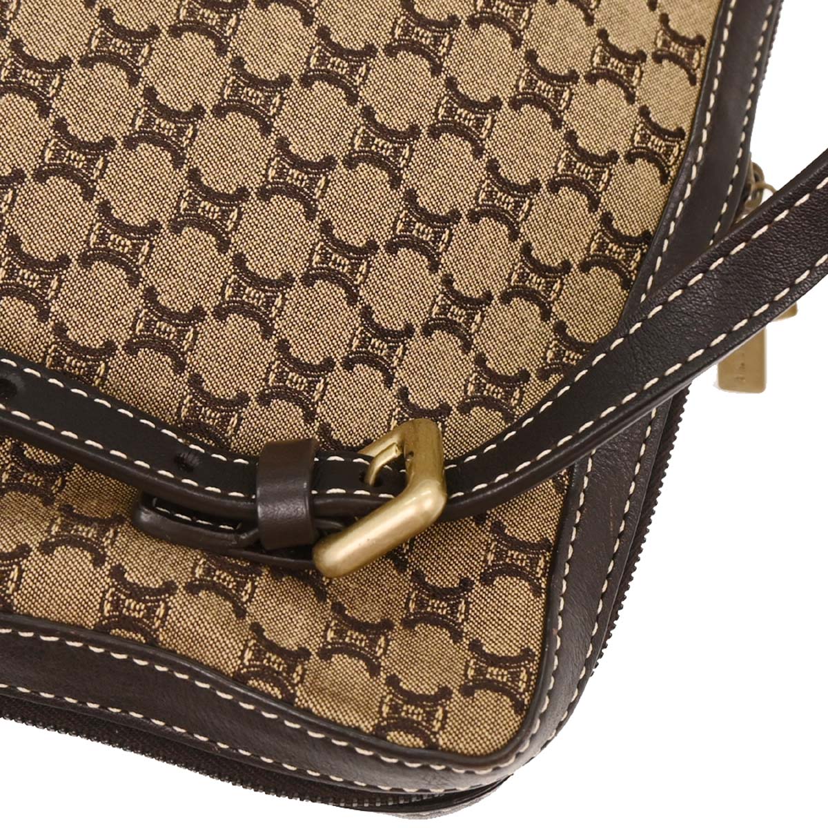Celine Beige Canvas Macadam Shoulder Bag