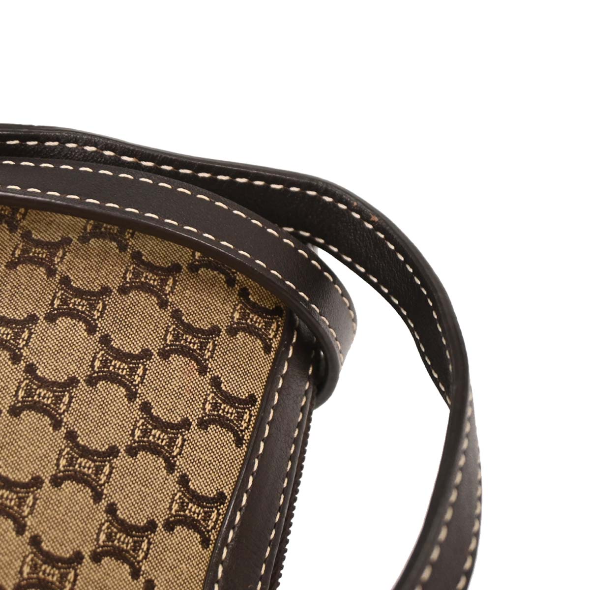 Celine Beige Canvas Macadam Shoulder Bag