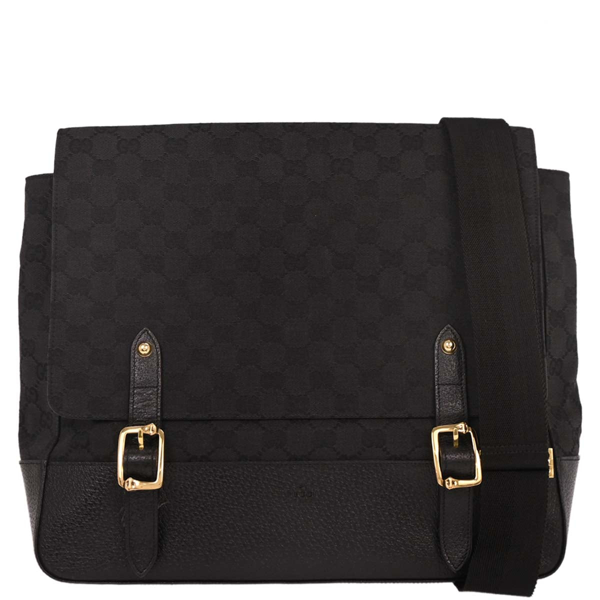 Gucci Black Canvas GG Messenger Shoulder Bag
