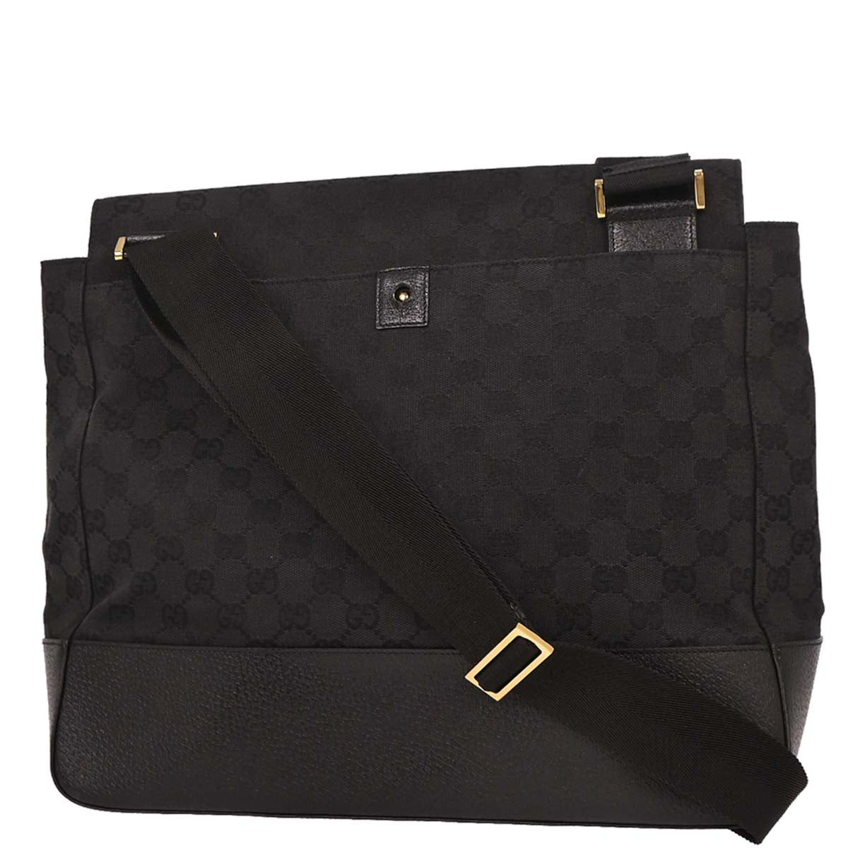 Gucci Black Canvas GG Messenger Shoulder Bag