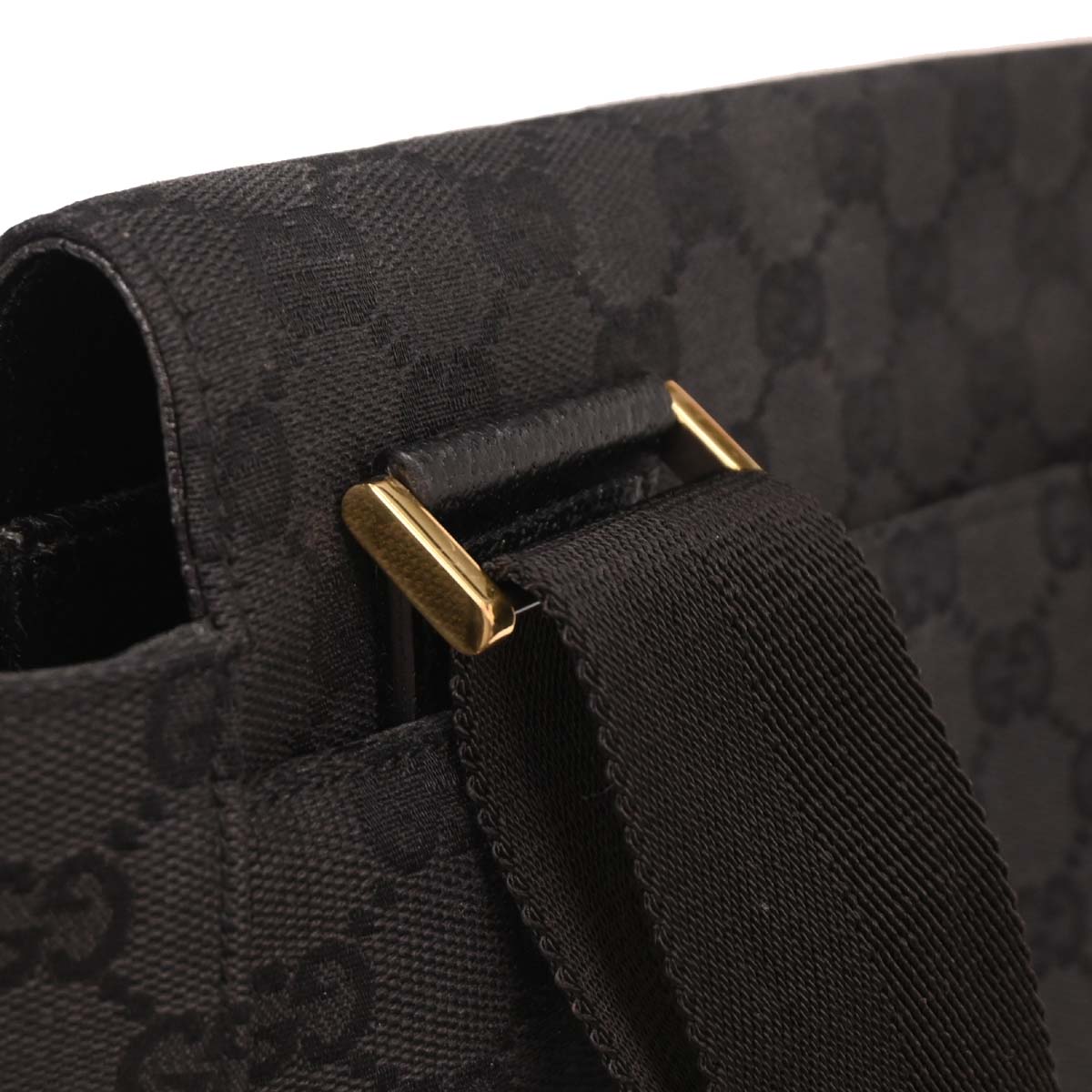 Gucci Black Canvas GG Messenger Shoulder Bag