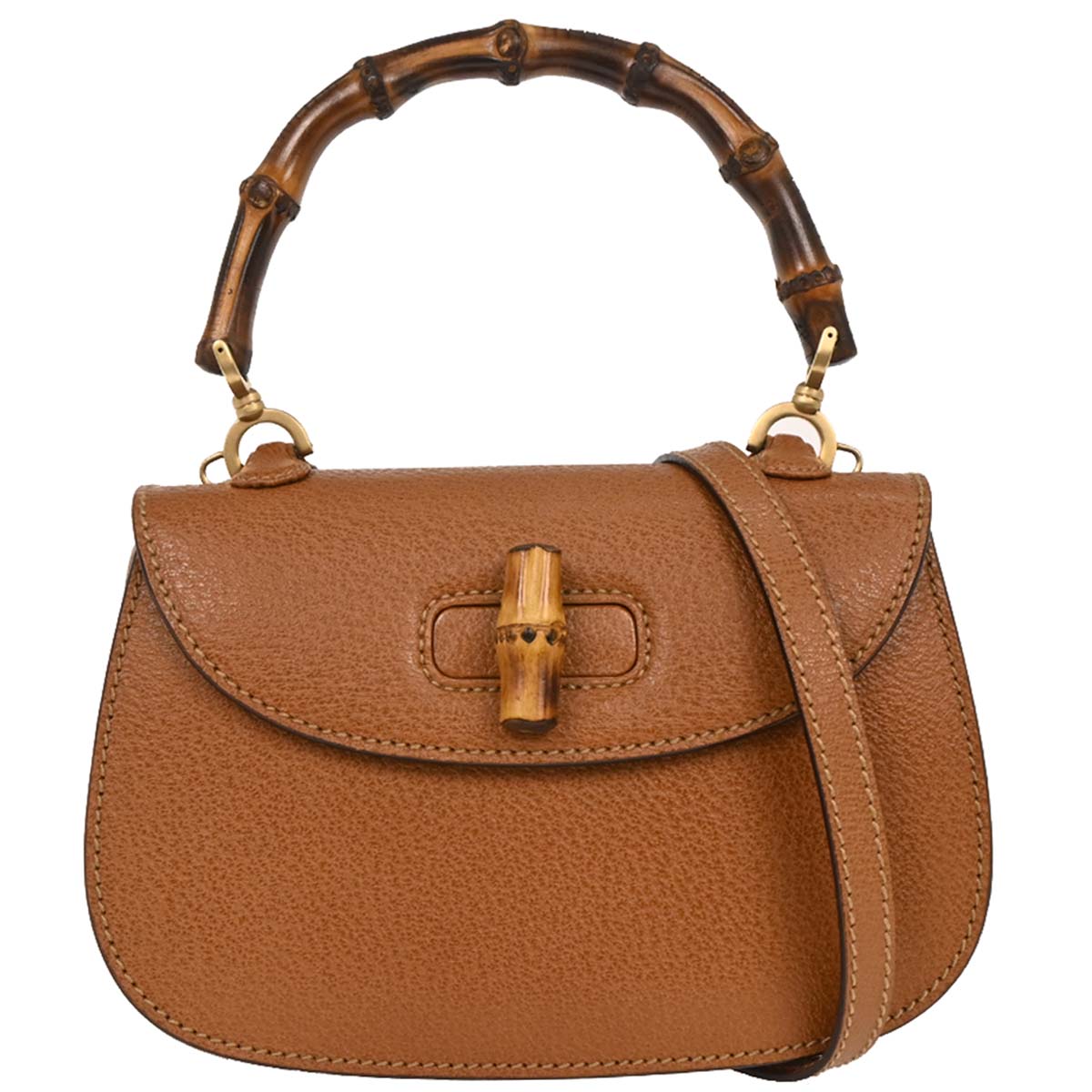 Gucci Brown Pigskin Bamboo 2way Shoulder Handbag