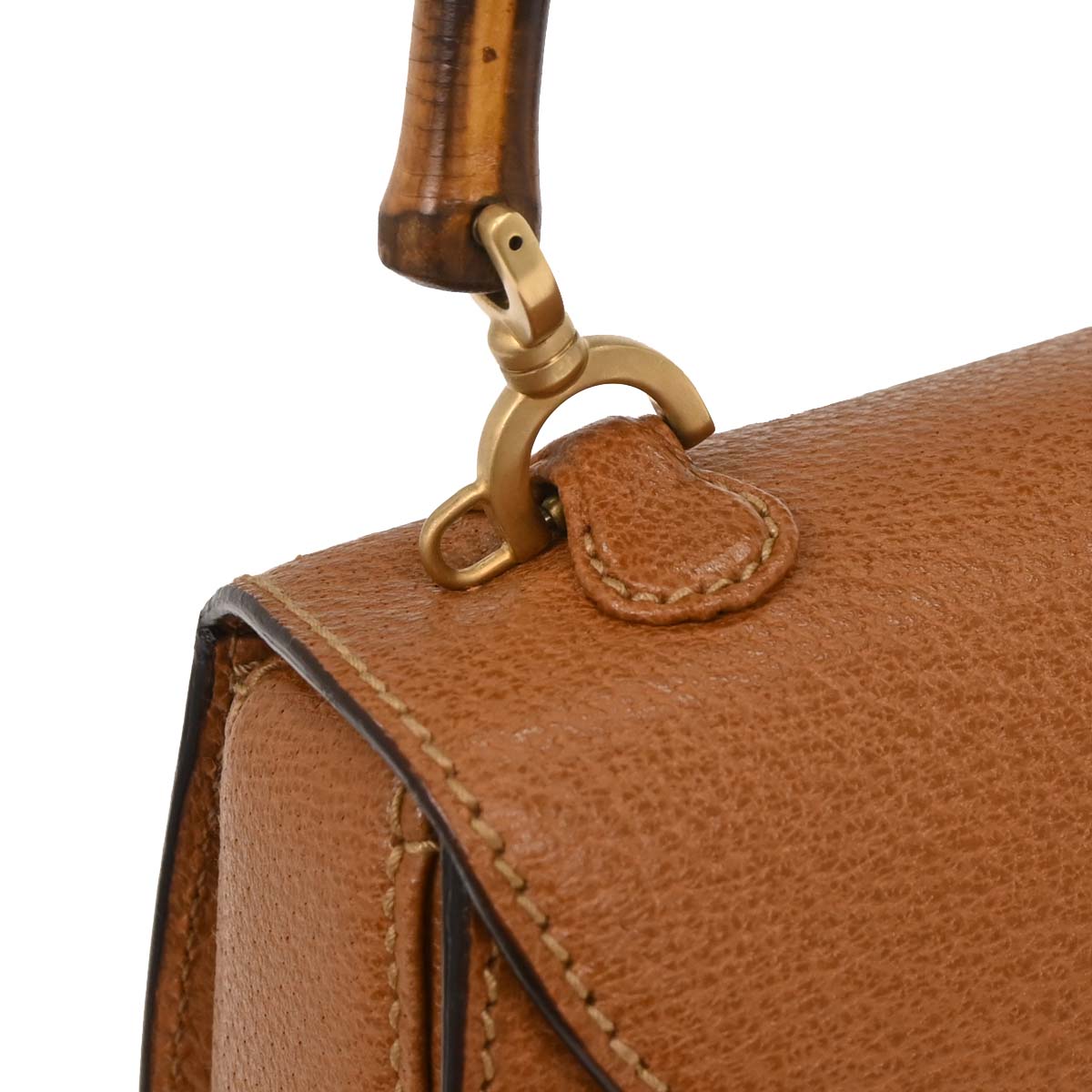 Gucci Brown Pigskin Bamboo 2way Shoulder Handbag