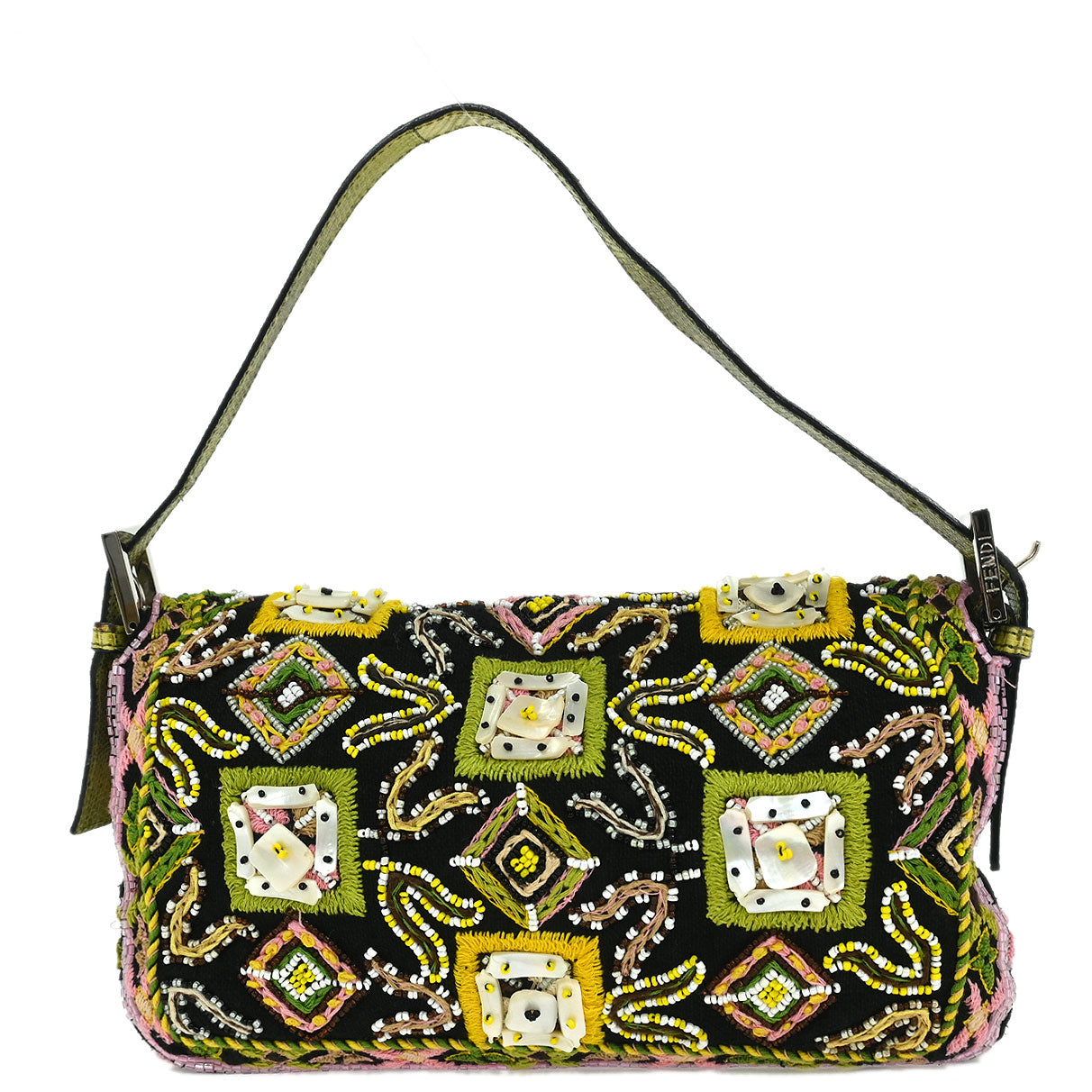 Fendi * Multicolor Embroidered Baguette Handbag
