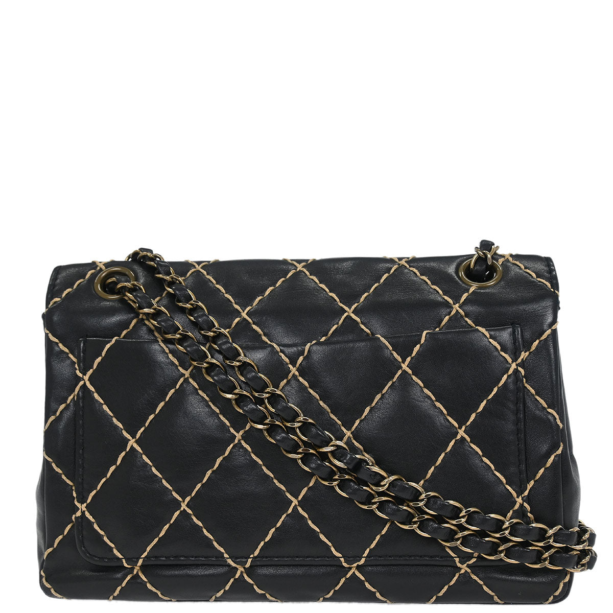 Chanel Black Calfskin Wild Stitch Shoulder Bag