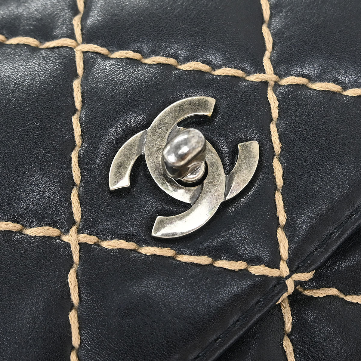 Chanel Black Calfskin Wild Stitch Shoulder Bag