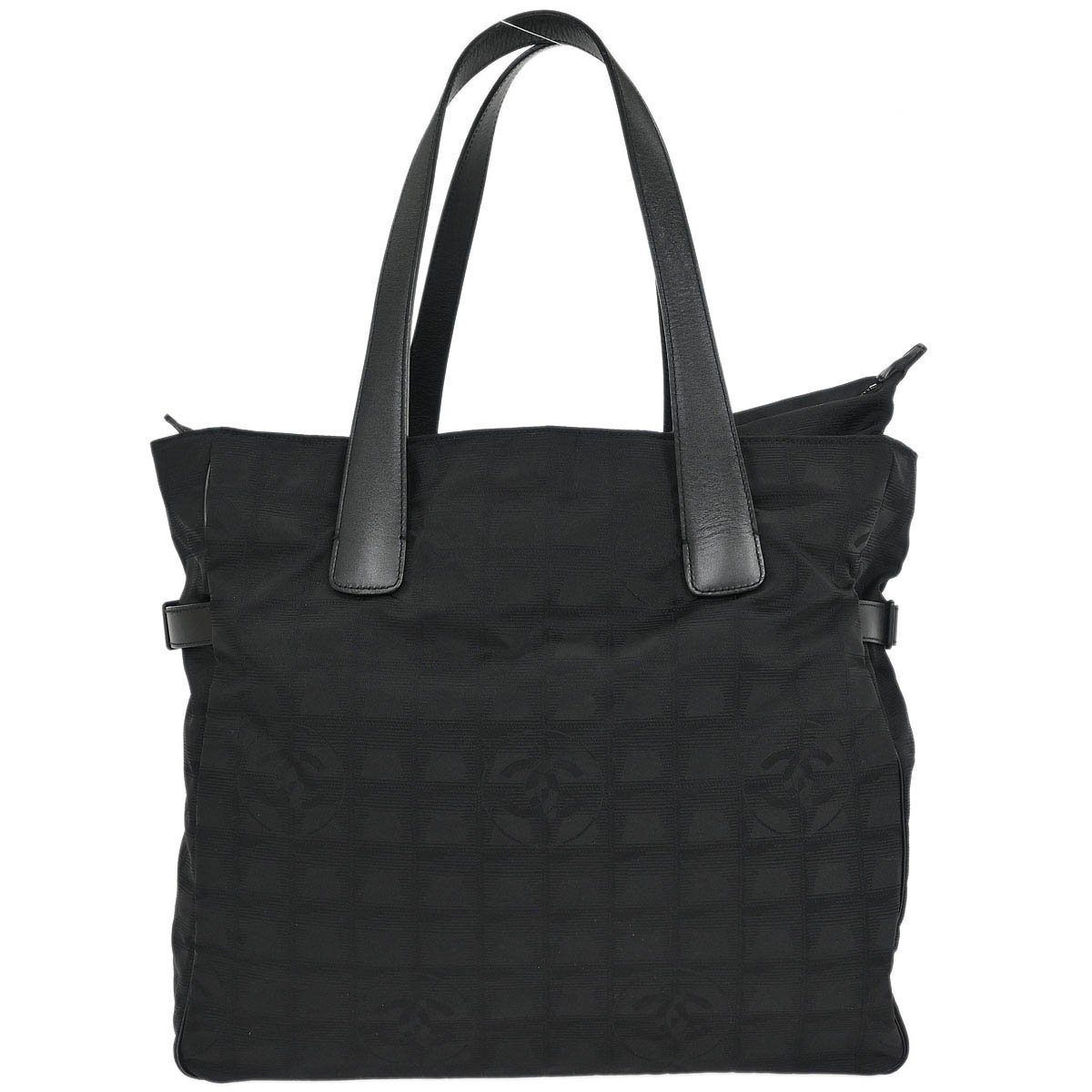 Chanel Black Jacquard Nylon Travel Line Tote Handbag