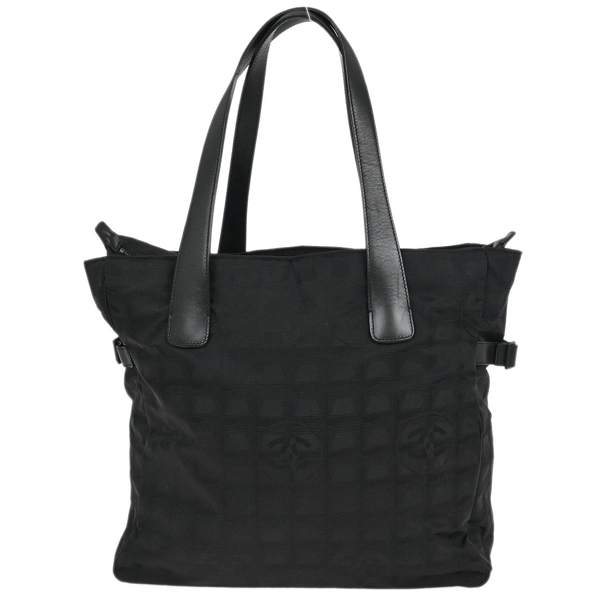 Chanel Black Jacquard Nylon Travel Line Tote Handbag