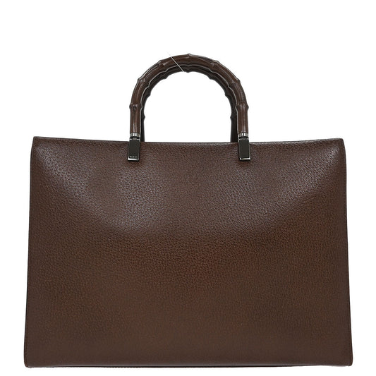Gucci Brown Pigskin Bamboo Tote Bag
