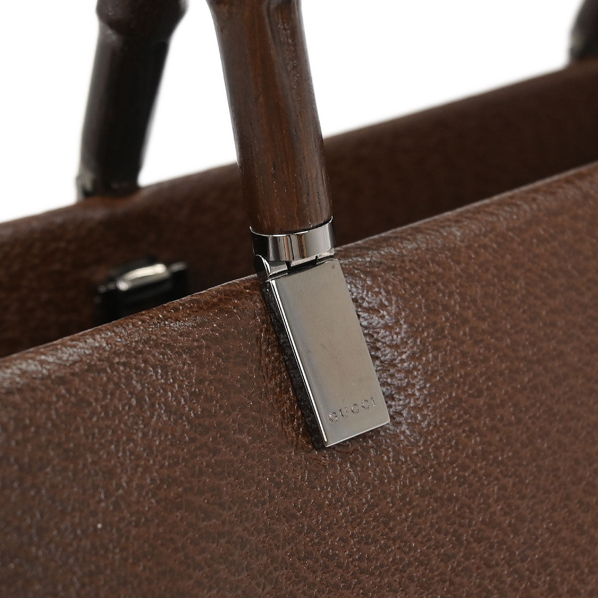 Gucci Brown Pigskin Bamboo Tote Bag