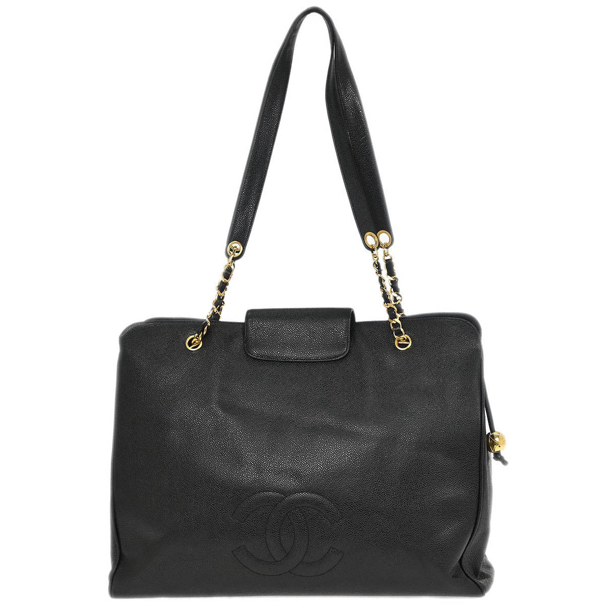 Chanel Black Caviar Supermodel Shoulder Tote Bag