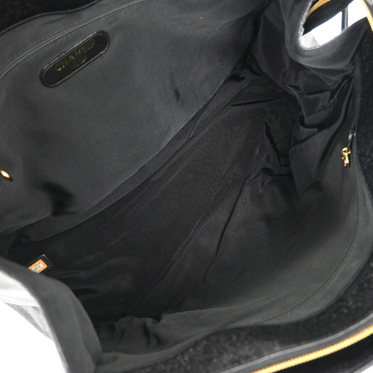 Chanel Black Caviar Supermodel Shoulder Tote Bag