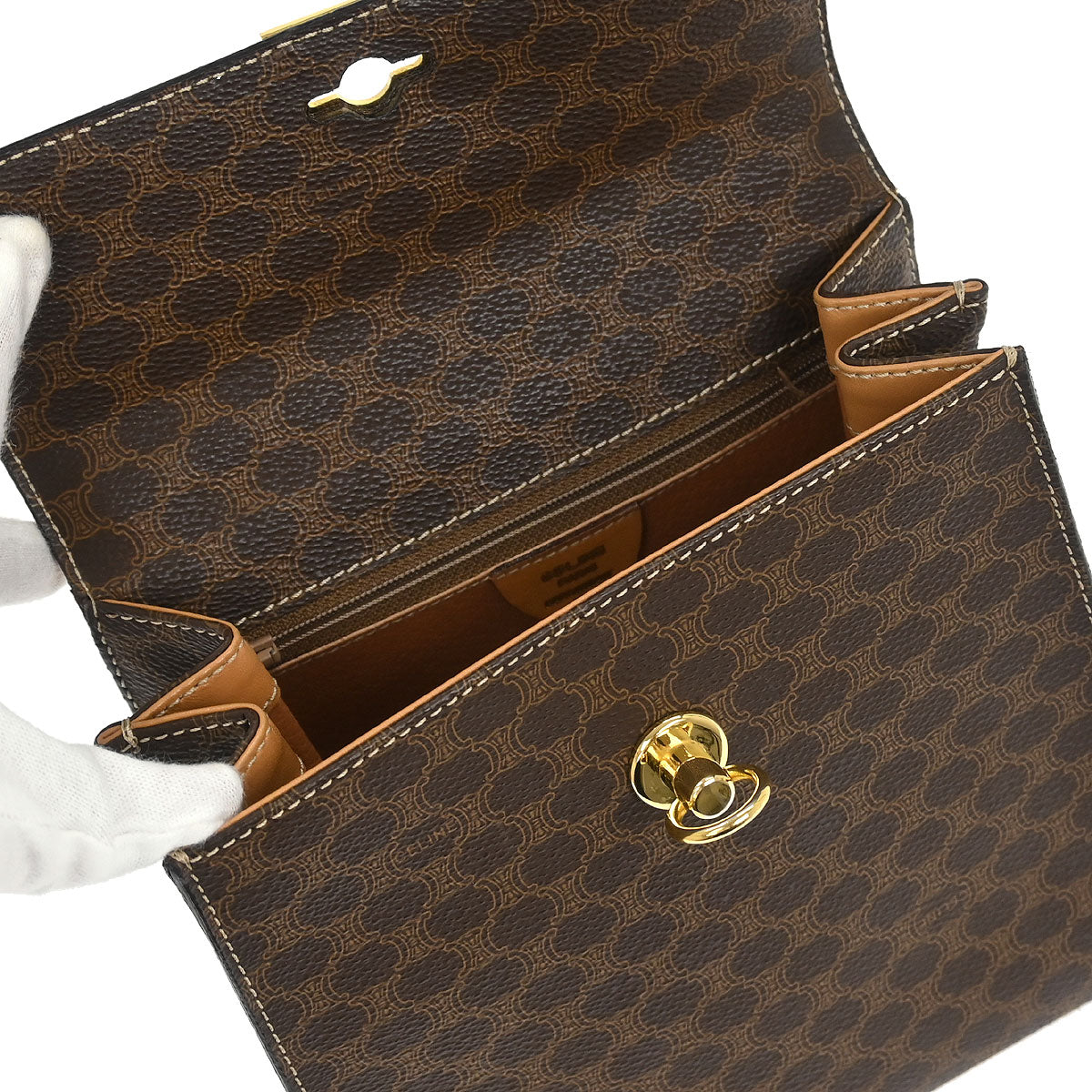 Celine Brown Macadam 2way Shoulder Handbag
