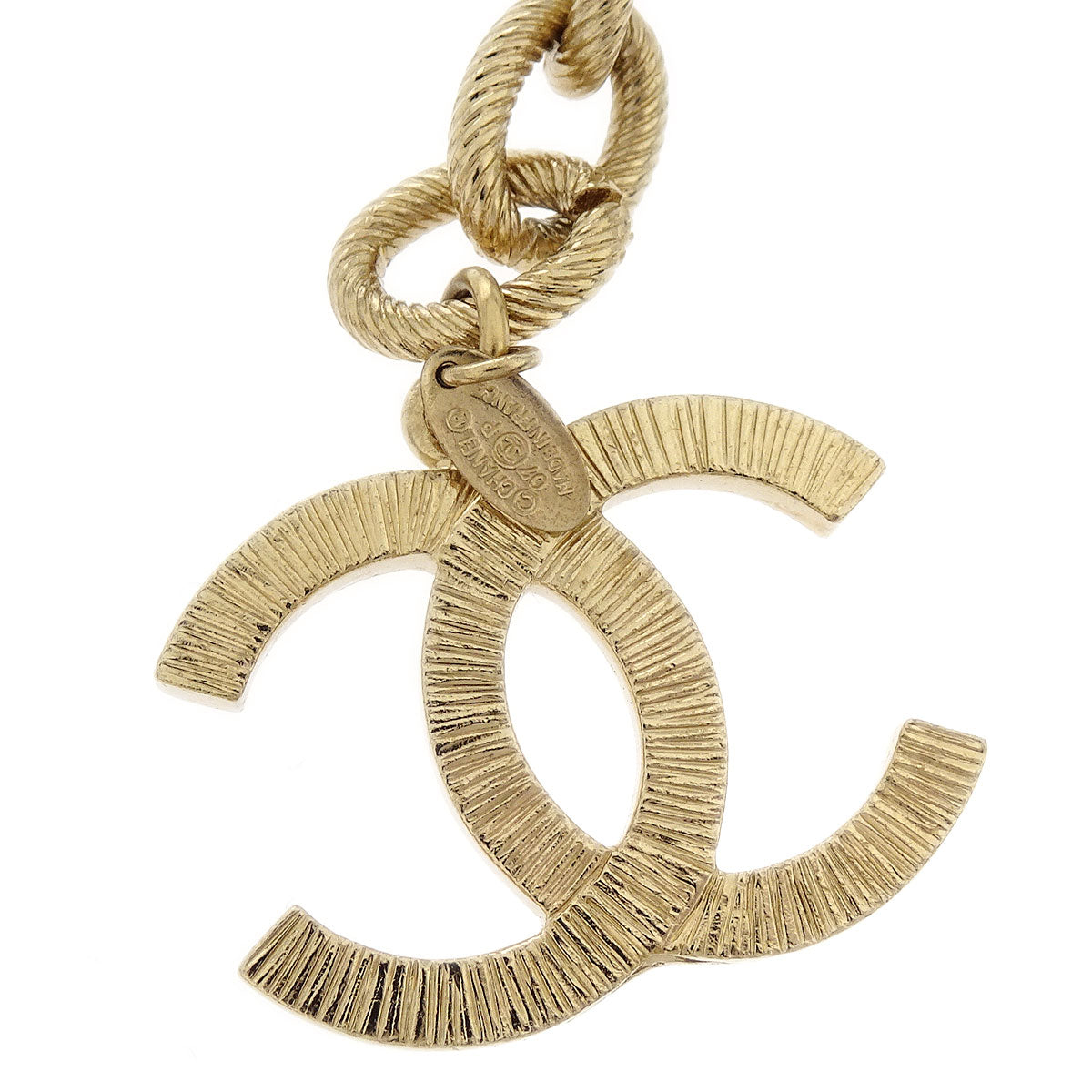 Chanel Chain Belt Gold Medallion Rhinestone Costume Pearl 07P Small Good