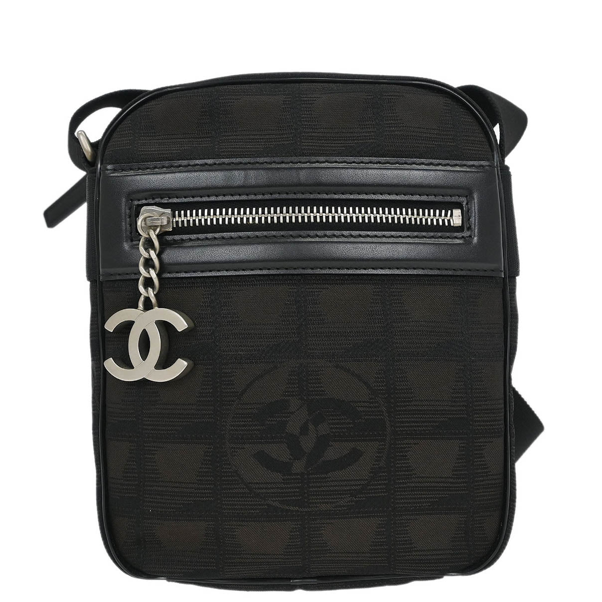 Chanel Dark Brown Jacquard Travel Line Shoulder Bag