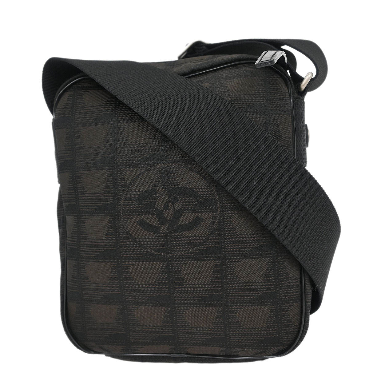 Chanel Dark Brown Jacquard Travel Line Shoulder Bag