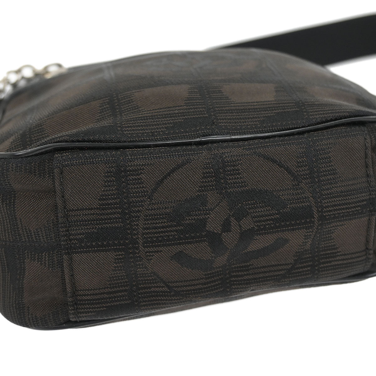 Chanel Dark Brown Jacquard Travel Line Shoulder Bag