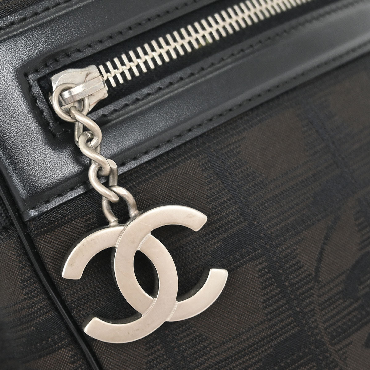 Chanel Dark Brown Jacquard Travel Line Shoulder Bag