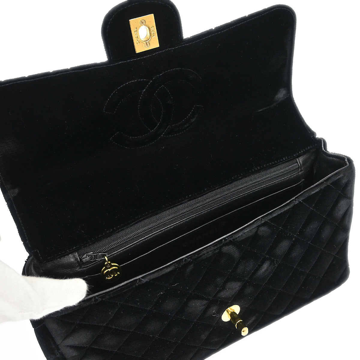 Chanel Black Velvet Handbag