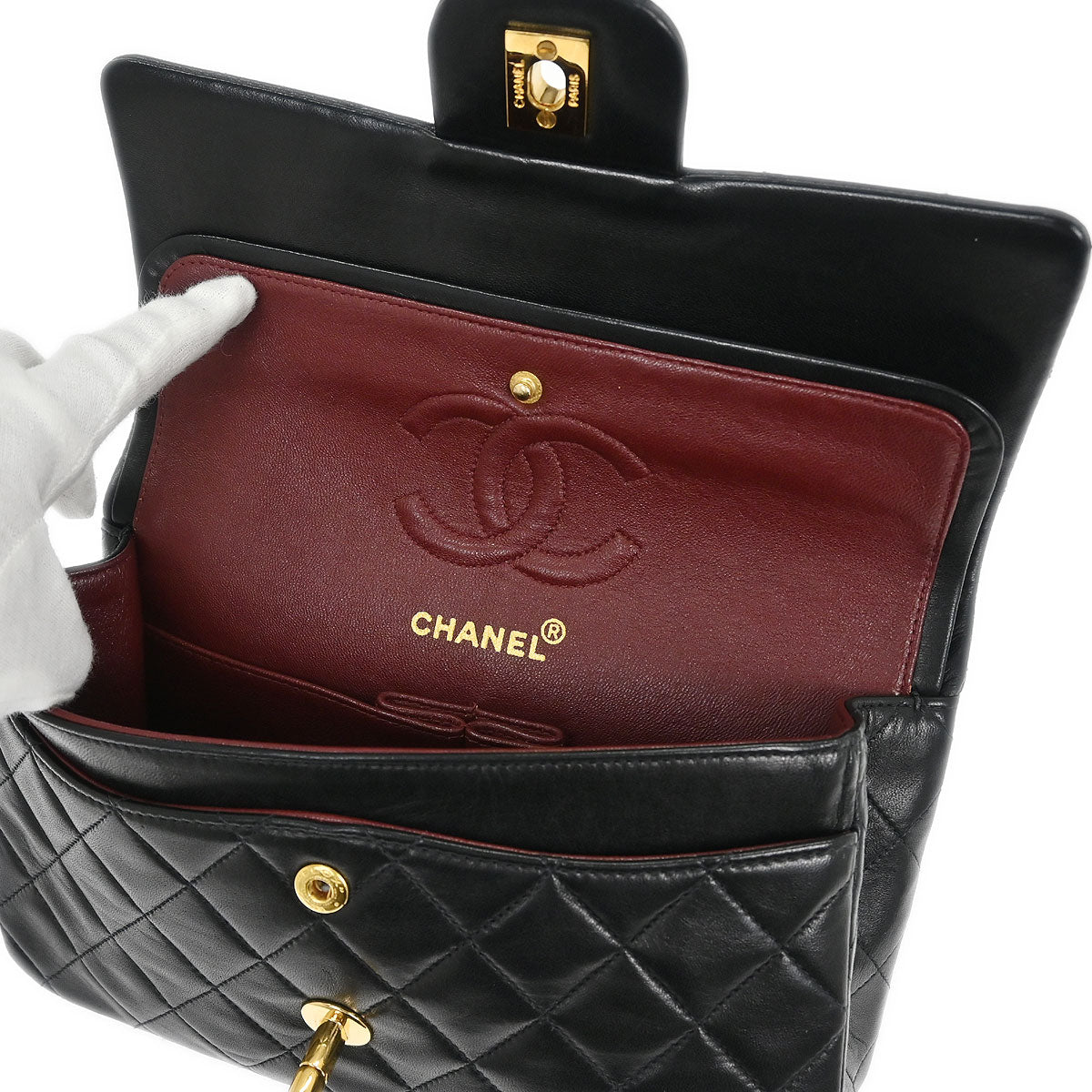 Chanel Black Lambskin Small Classic Double Flap Shoulder Bag