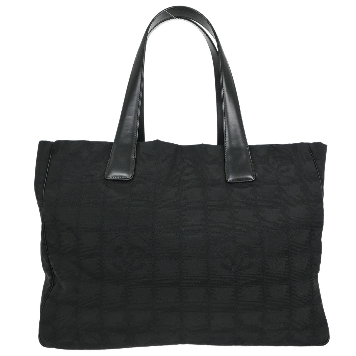 Chanel Black Jacquard Nylon Travel Line Tote Handbag