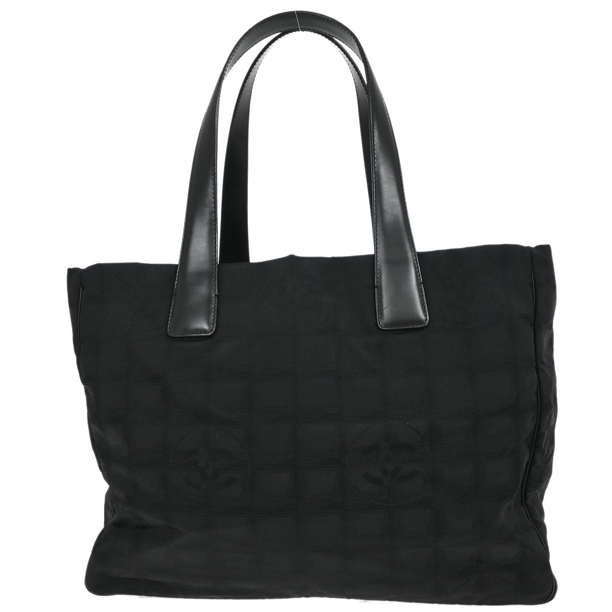 Chanel Black Jacquard Nylon Travel Line Tote Handbag