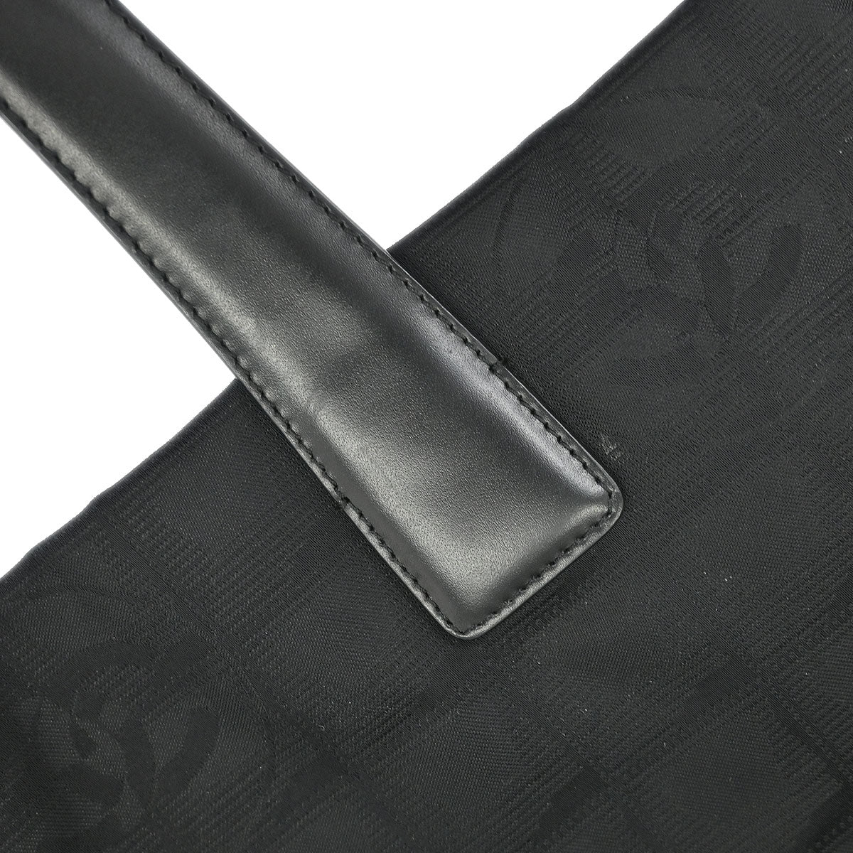 Chanel Black Jacquard Nylon Travel Line Tote Handbag
