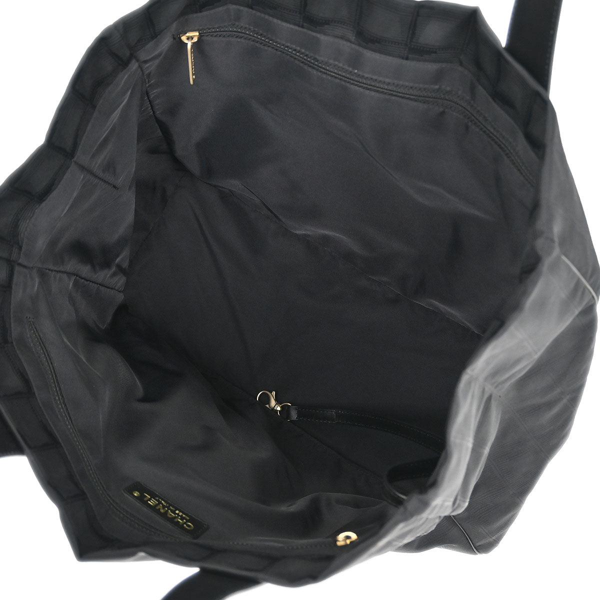 Chanel Black Jacquard Nylon Travel Line Tote Handbag