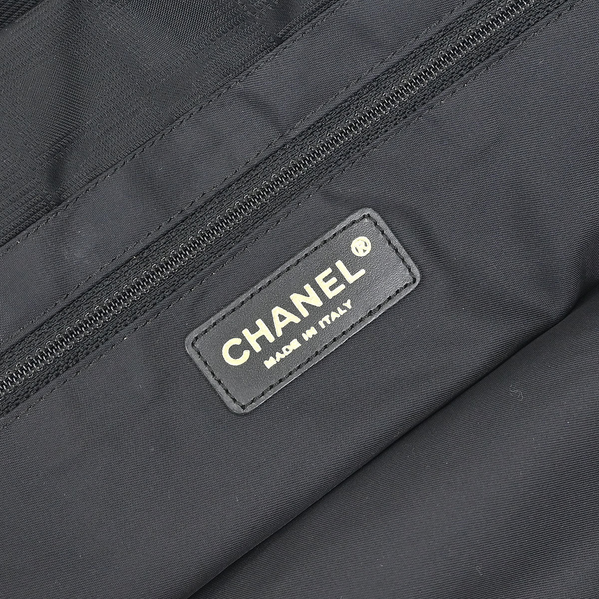 Chanel Black Jacquard Nylon Travel Line Tote Handbag