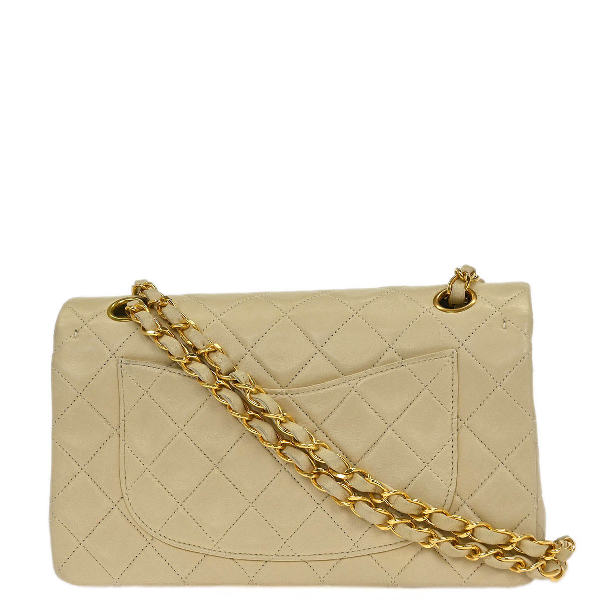 Chanel Off-white Lambskin Small Classic Double Flap Shoulder Bag