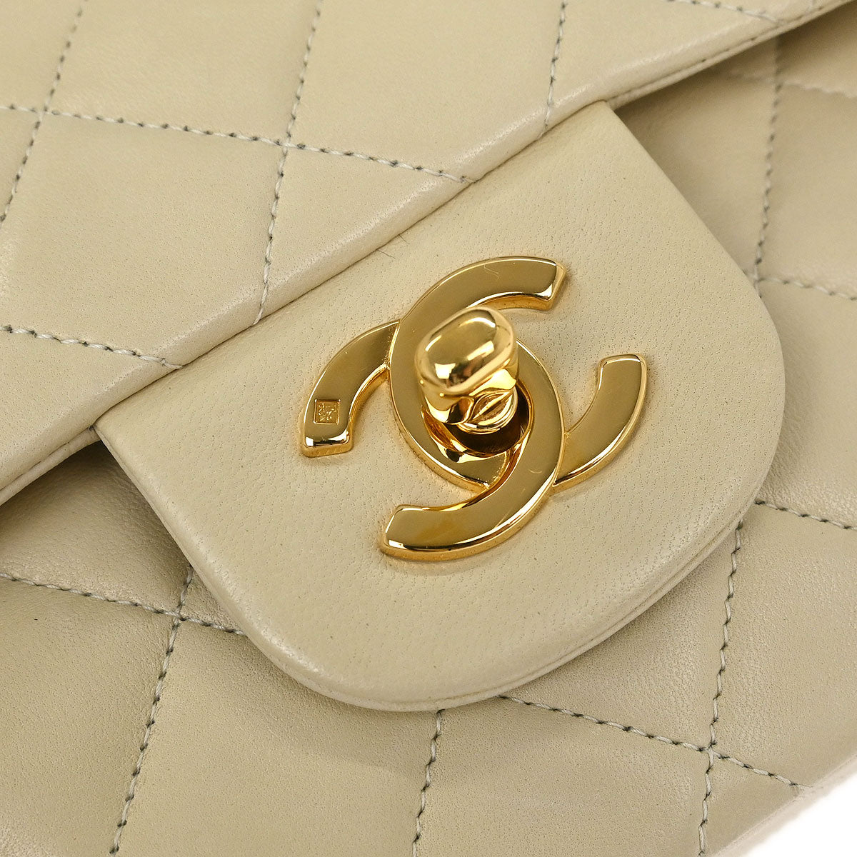 Chanel Off-white Lambskin Small Classic Double Flap Shoulder Bag
