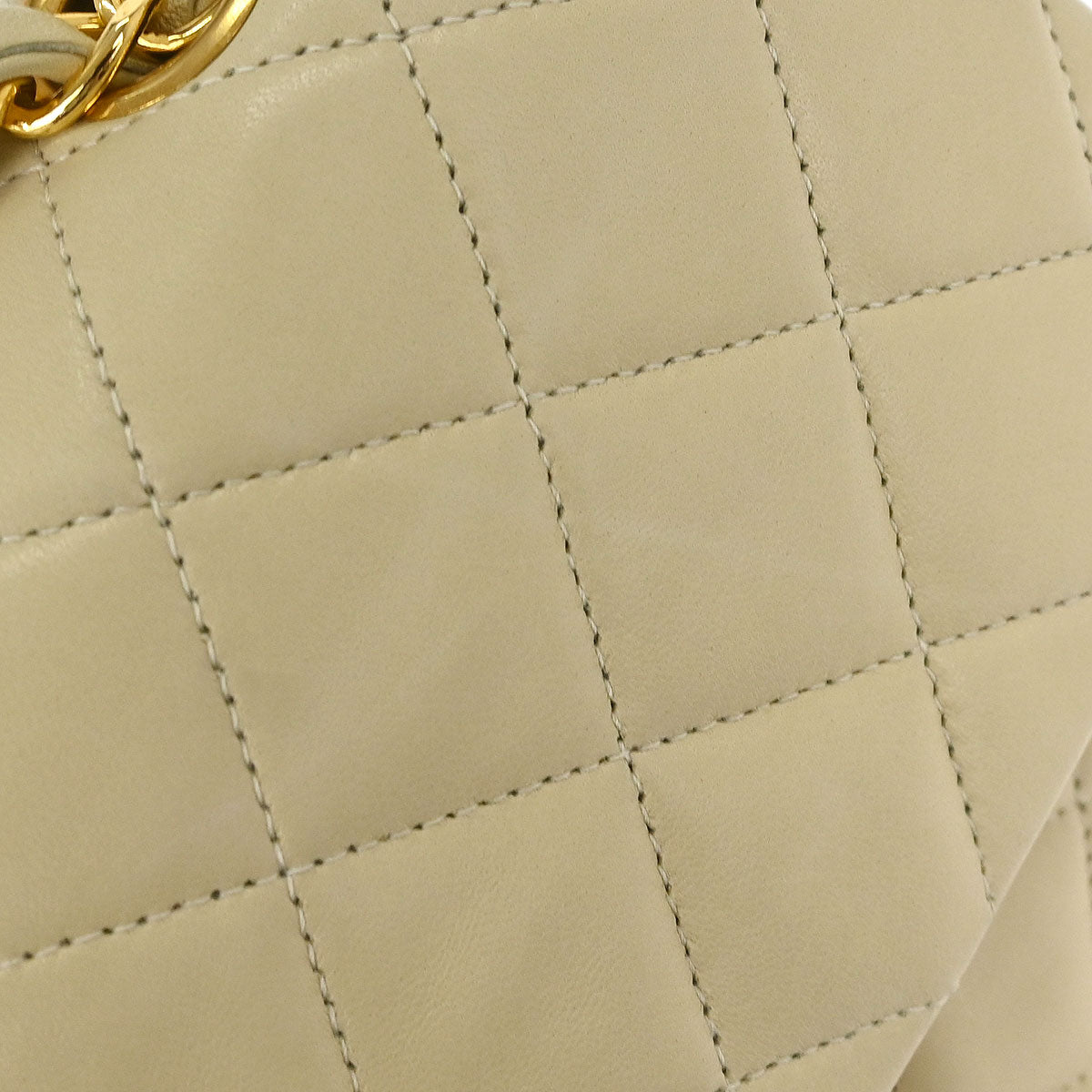 Chanel Off-white Lambskin Small Classic Double Flap Shoulder Bag