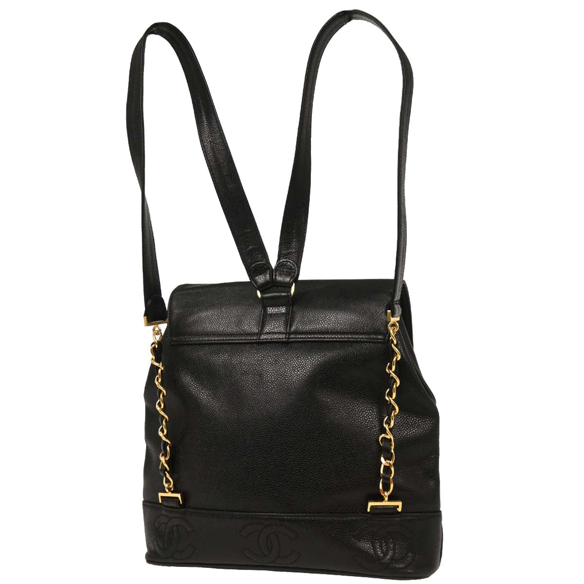 Chanel 1996-1997 Black Caviar Triple CC Backpack