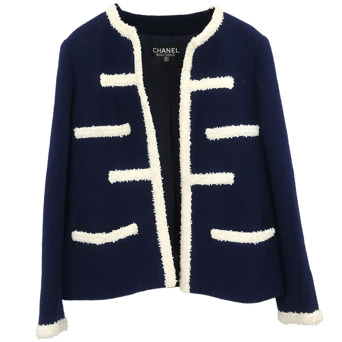 Chanel Collarless Jacket Navy