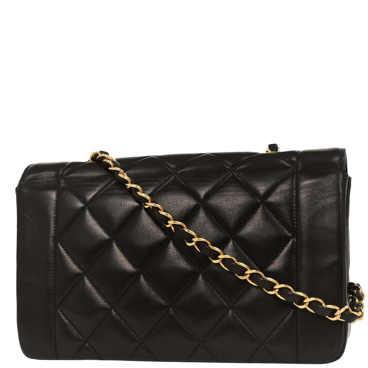 Chanel 1994-1996 Black Lambskin Small Diana Shoulder Bag