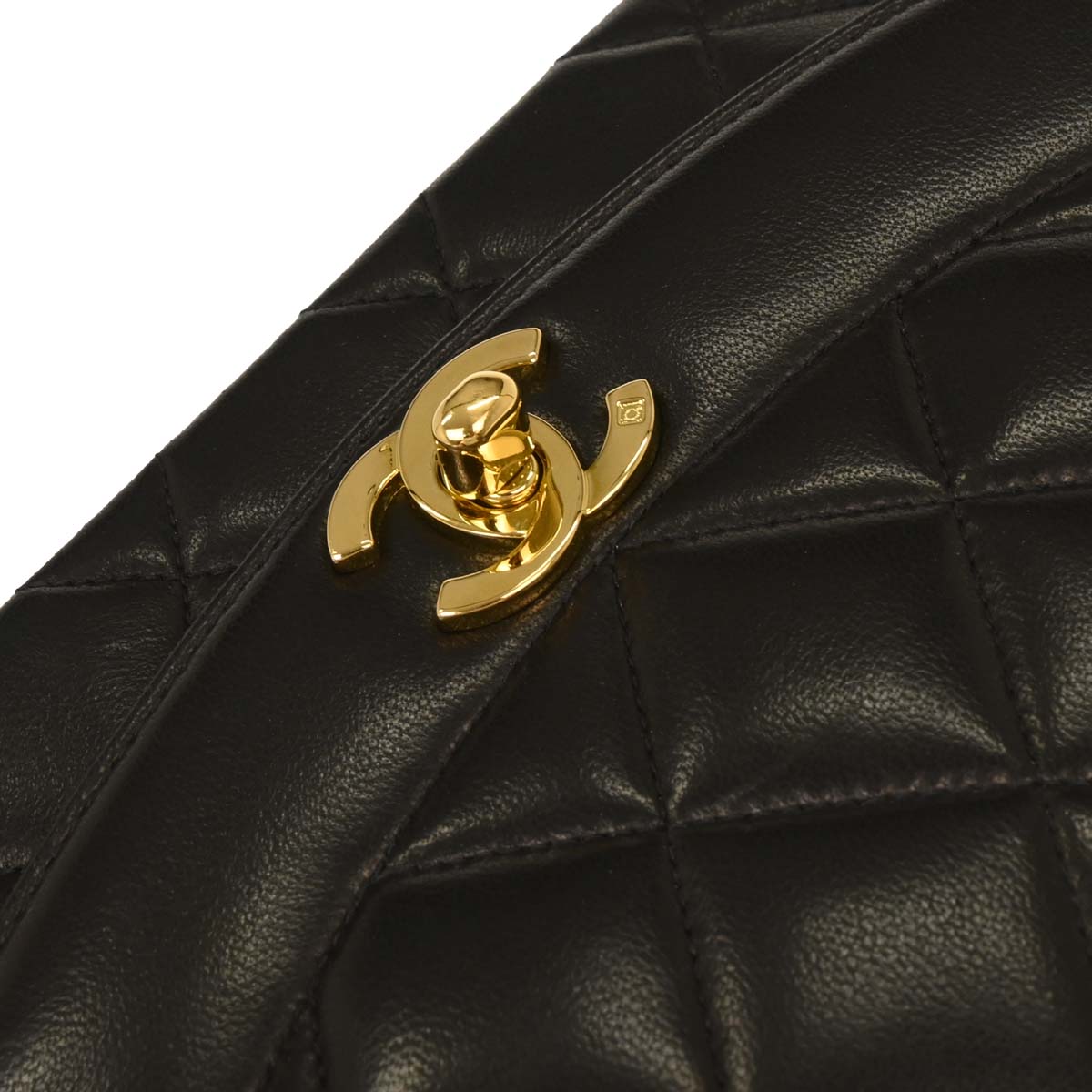 Chanel 1994-1996 Black Lambskin Small Diana Shoulder Bag