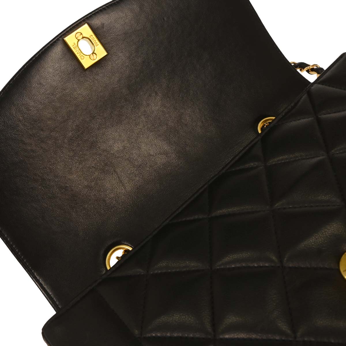 Chanel 1994-1996 Black Lambskin Small Diana Shoulder Bag