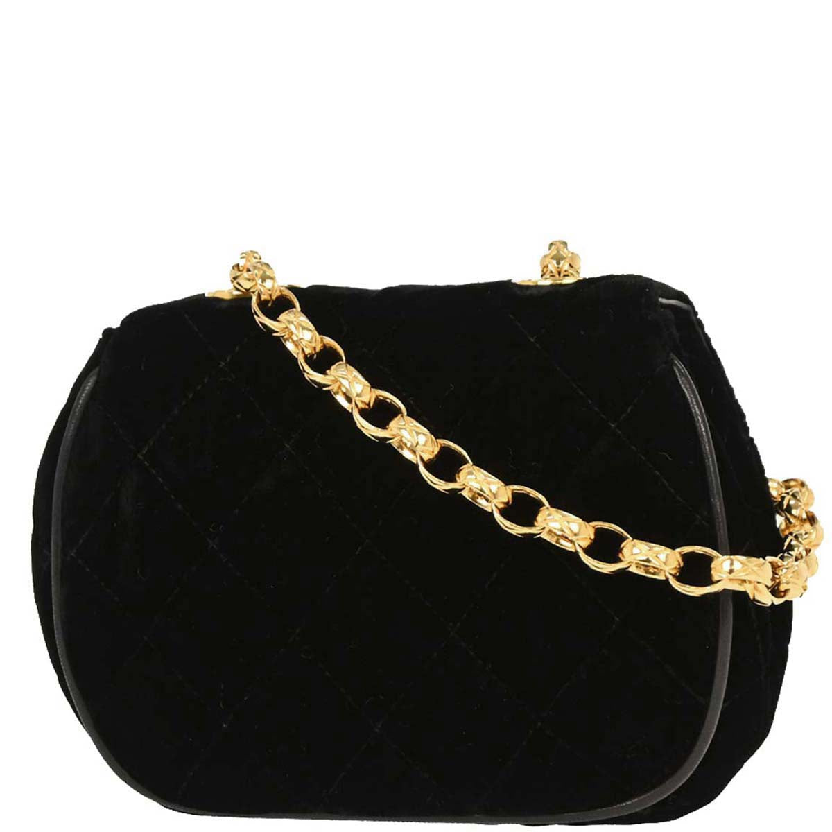 Chanel 1991-1994 Black Velvet Shoulder Bag