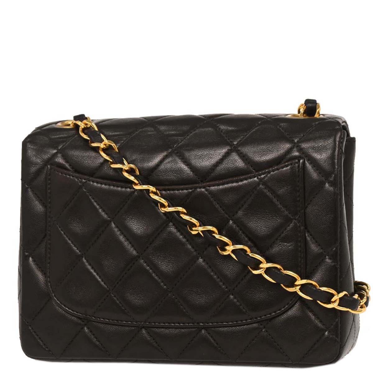 Chanel 1996-1997 Black Lambskin Mini Classic Square Flap Shoulder Bag