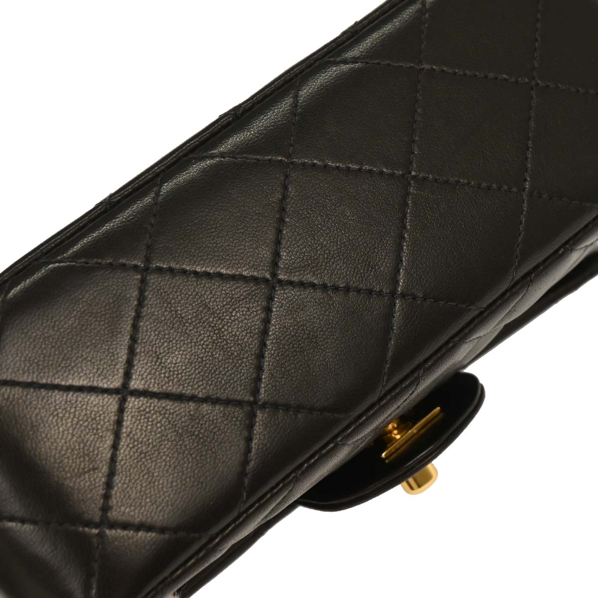 Chanel 1996-1997 Black Lambskin Mini Classic Square Flap Shoulder Bag