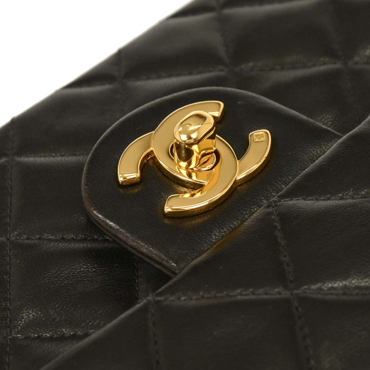 Chanel 1996-1997 Black Lambskin Mini Classic Square Flap Shoulder Bag