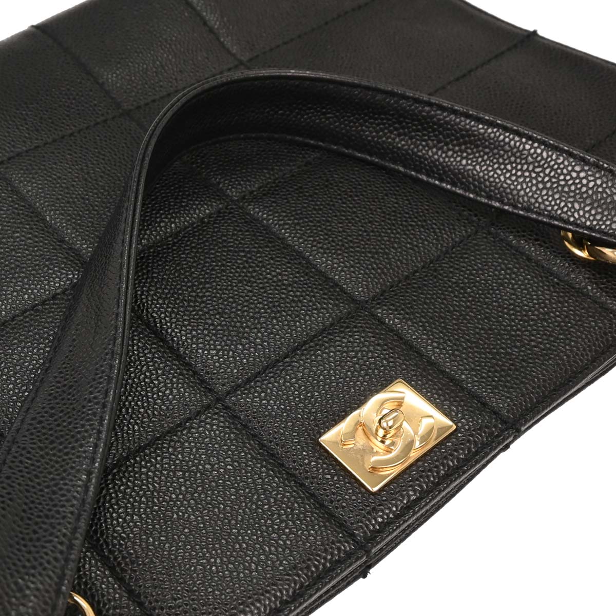 Chanel 2002-2003 Black Caviar Choco Bar Tote Handbag