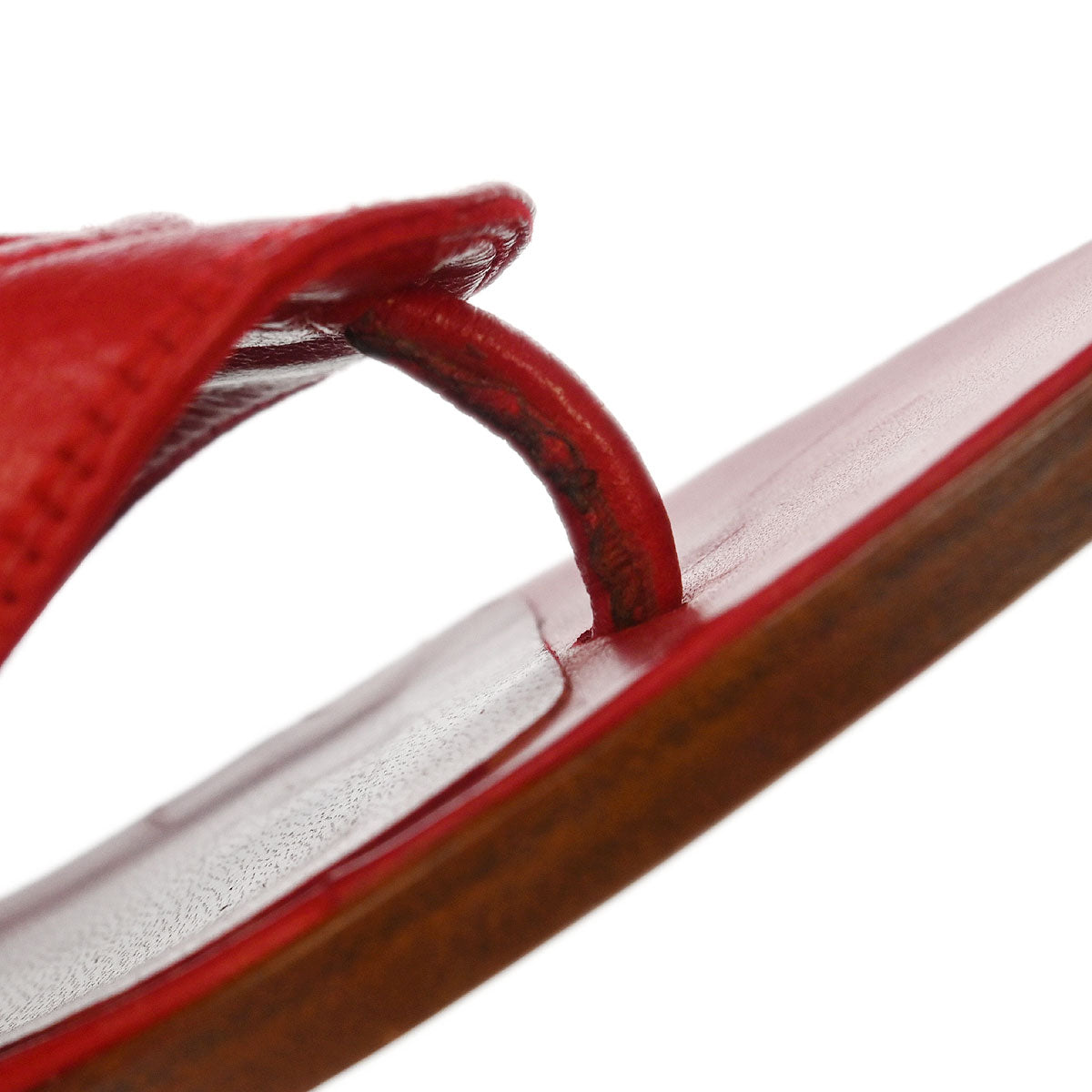 Chanel * Red Leather Shoes Sandals #36