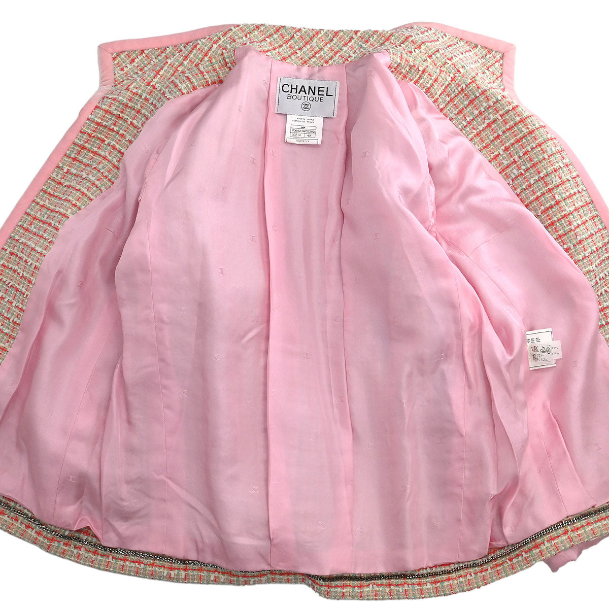 Chanel Setup Suit Jacket Skirt Pink #40