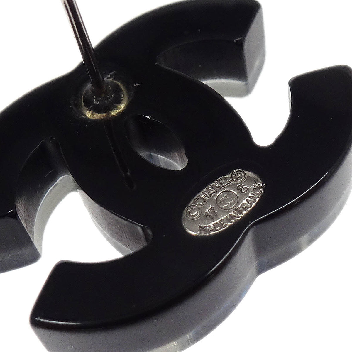 Chanel CC Piercing Earrings Black 17S